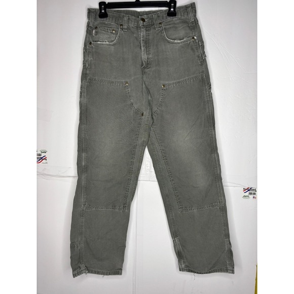 Carhartt Mens B188 DMS Loose Fit Double Knee Canvas Work Pants Moss Green 33x32